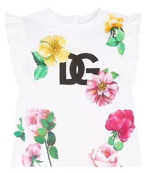 Футболка baby dg из хлопкового джерси с цветочным принтом Dolce&Gabbana Kids, мультиколор