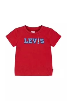 Футболка baby из хлопка LOGO CHAMBRAY APPLIQUE TEE Levi'S, красный