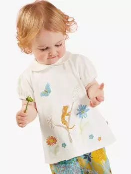 Футболка Baby Kew Gardens Carlie с воротником из органического хлопка Frugi, белоснежка/мульти