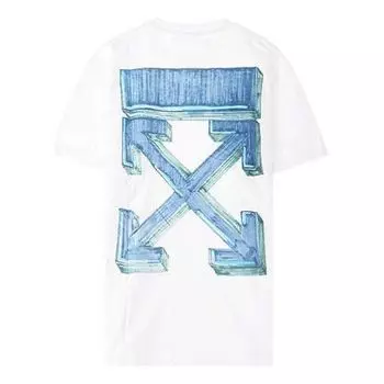 Футболка back arrow pattern printing round neck short sleeve loose fit white Off-White, белый
