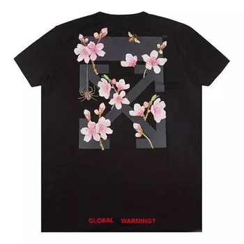 Футболка back cherry blossoms arrows sketch print short sleeve Off-White, черный