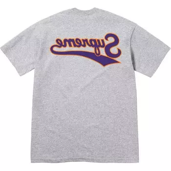 Футболка backwards logo t-shirt 'grey purple' Supreme, серый