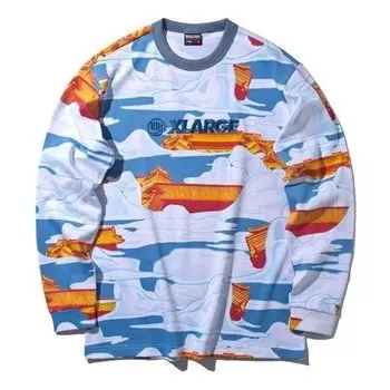 Футболка badfive x xlarge с принтом crossover, длинные рукава Li-Ning, синий