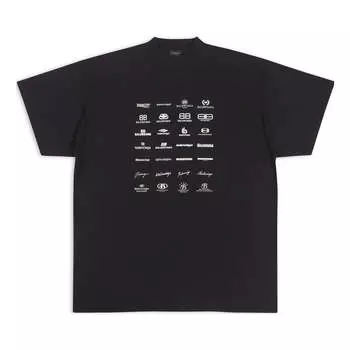 Футболка Balenciaga Archives Logos T-Shirt Oversized 'Black', черный
