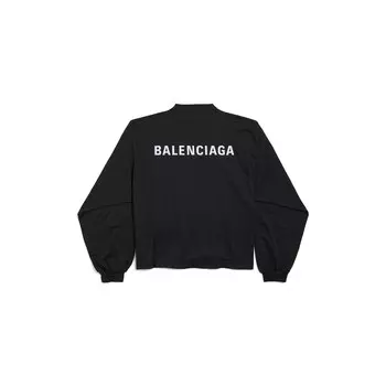 Футболка Balenciaga Back Cropped с длинным рукавом, черный/белый