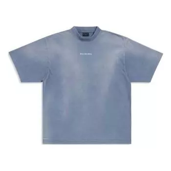 Футболка Balenciaga Back T-shirt Medium Fit 'Blue White', синий