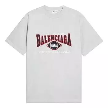 Футболка Balenciaga BB Authentic Jersey Apparel T-Shirt Large Fit 'Light Grey', серый