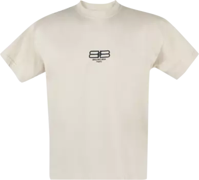 Футболка Balenciaga BB Center Logo Tee 'Beige/Black', загар