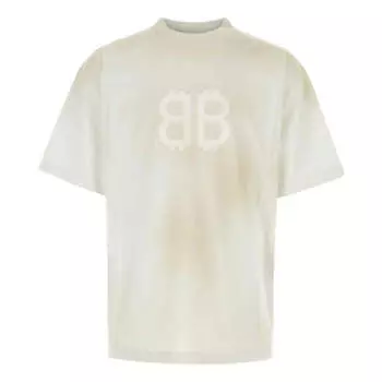 Футболка Balenciaga BB Paris Strass T-shirt Medium Fit 'Dirty White', белый