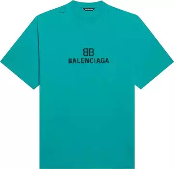 Футболка Balenciaga BB Pixel Boxy T-Shirt 'Turquoise/Black', синий