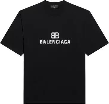 Футболка Balenciaga BB Pixel Medium Fit T-Shirt Black/White, черный