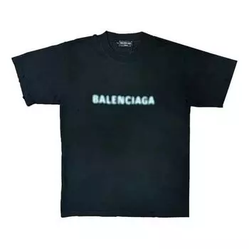 Футболка Balenciaga Blurred Logo T-Shirt 'Black Blue', черный