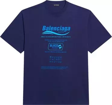 Футболка Balenciaga Boxy T-Shirt 'Blue', синий