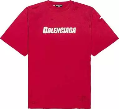 Футболка Balenciaga Boxy T-Shirt 'Raspberry/White', красный