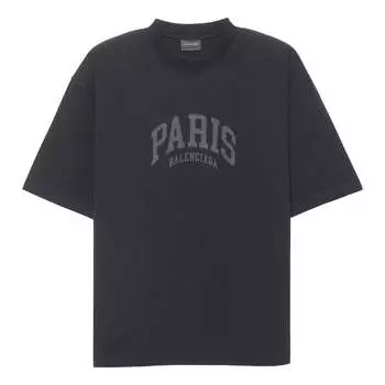 Футболка Balenciaga Cities Paris T-Shirt Medium Fit 'Nero', черный