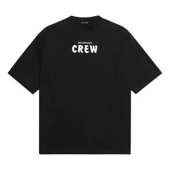 Футболка Balenciaga Crew Printing Loose Short Sleeve Black, черный