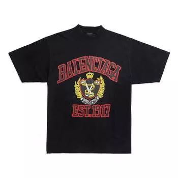 Футболка Balenciaga Est. 1917 Crest Logo T-shirt 'Black', черный