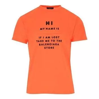 Футболка Balenciaga 'Hi My Name Is' T-Shirt 'Orange', оранжевый