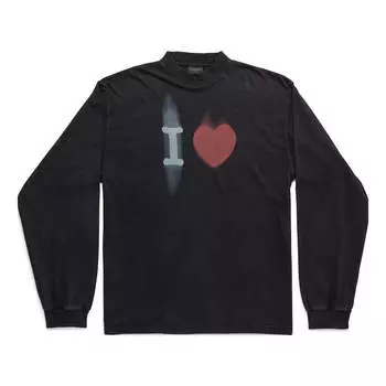 Футболка Balenciaga I Love Long Sleeve T-shirt Medium Fit 'Black', черный
