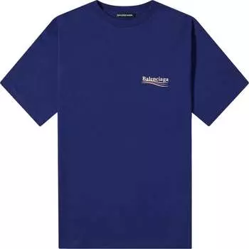 Футболка Balenciaga Logo Print T-Shirt 'Pacific Blue/White', синий