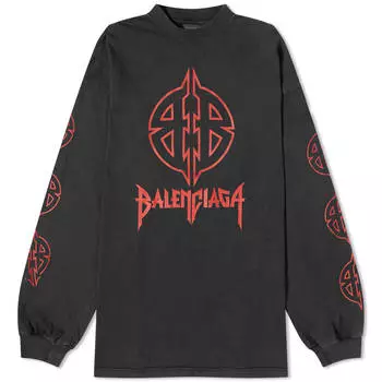 Футболка Balenciaga Long Sleeve Metal, цвет Faded Black & Red