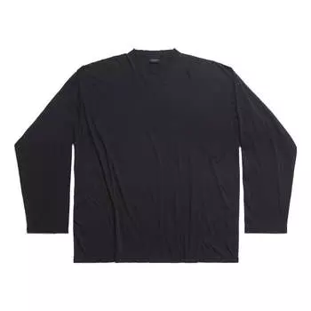 Футболка Balenciaga Long Sleeve T-shirt Oversized 'Black Faded', черный