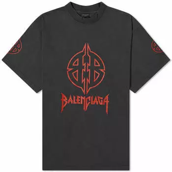 Футболка Balenciaga Metal, цвет Faded Black & Red