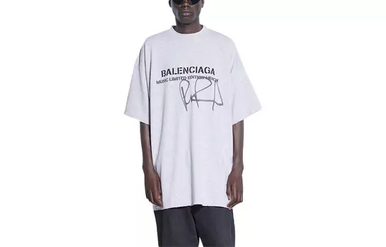 Футболка Balenciaga оверсайз, серый