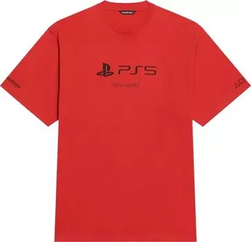 Футболка Balenciaga Playstation Boxy Tee 'Vermillon/Black', красный