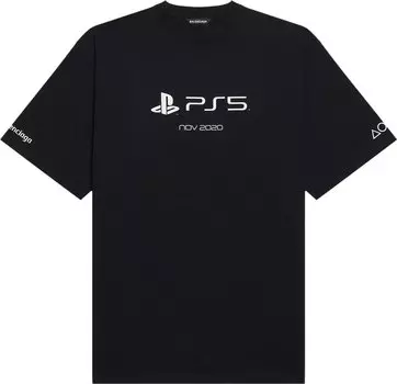 Футболка Balenciaga Playstation Small Fit Tee 'Black/White', черный