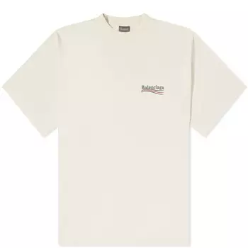 Футболка Balenciaga Political Campaign, светло-бежевый и белый
