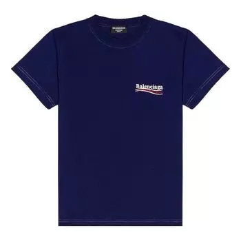 Футболка Balenciaga Political Campaign T-Shirt Medium Fit 'Pacific Blue White', синий