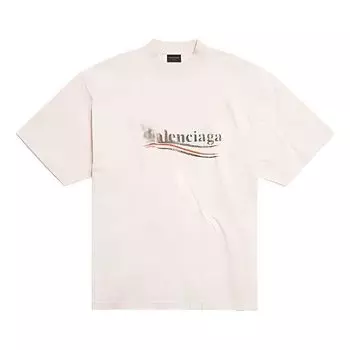 Футболка Balenciaga Political Stencil T-shirt 'White Black', белый