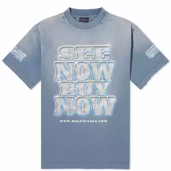 Футболка Balenciaga See Now Buy Now T-Shirt, цвет Washed Blue