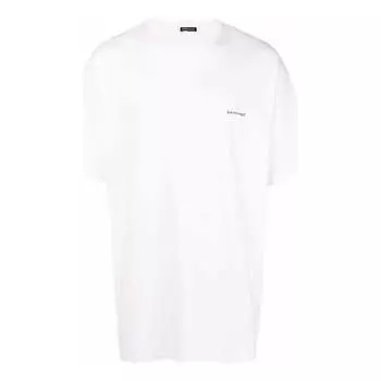 Футболка Balenciaga Small Logo Print Cotton T-Shirt 'White', белый