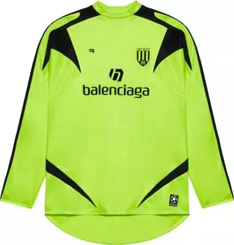Футболка Balenciaga Soccer Long-Sleeve T-Shirt With Logos 'Fluo Yellow/Black', желтый