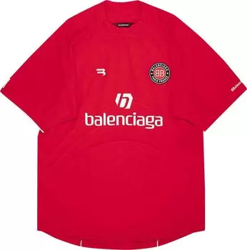 Футболка Balenciaga Soccer T-Shirt 'Red/White', красный