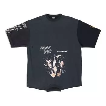 Футболка Balenciaga Speed Hunters Upside Down T-Shirt Oversized 'Black Faded', черный