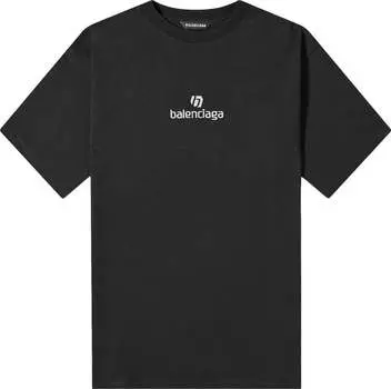 Футболка Balenciaga Sponsor Medium Fit T-Shirt 'Black/Chalky White', черный