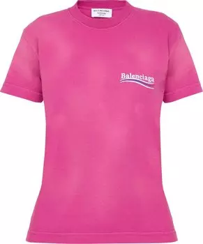 Футболка Balenciaga T-Shirt 'Dark Fuschia/White/Blue', розовый