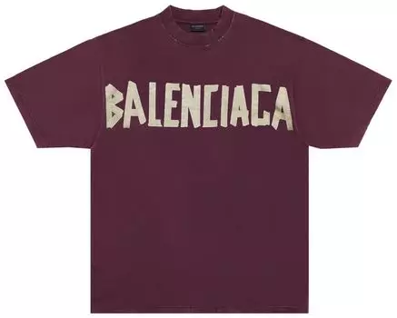 Футболка Balenciaga Tape Type Medium Fit T-Shirt 'Dark Red', красный