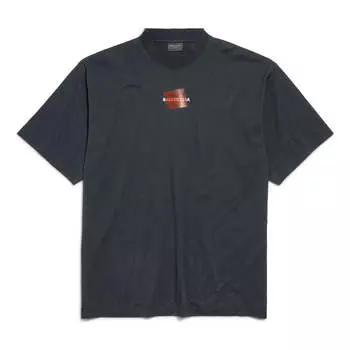 Футболка Balenciaga Taped Balenciaga Back T-Shirt 'Black', черный