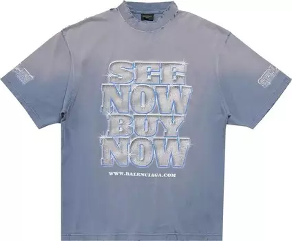 Футболка Balenciaga 'Washed Blue', синий