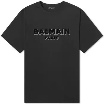 Футболка Balmain Flock Logo, цвет Black & Silver