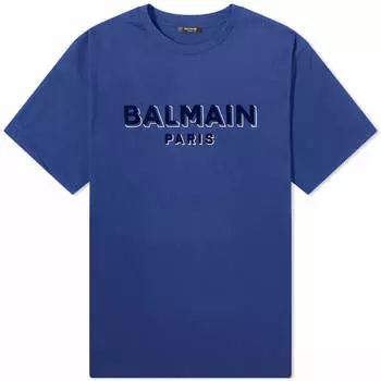 Футболка Balmain Flock Logo, цвет Blue, Navy & Silver