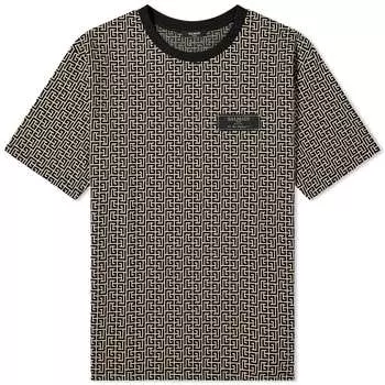 Футболка Balmain Monogram Jacquard, цвет Ivory & Black
