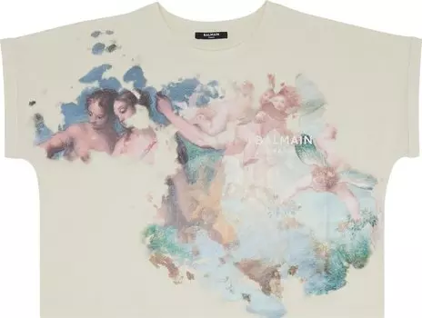 Футболка Balmain Pastel Printed Cropped T-Shirt Ficelle/Pastel, разноцветный