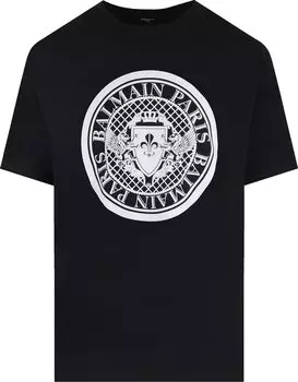 Футболка Balmain Printed T-Shirt Black/White, разноцветный