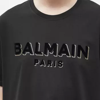 Футболка Balmain с логотипом из флока и фольги Paris