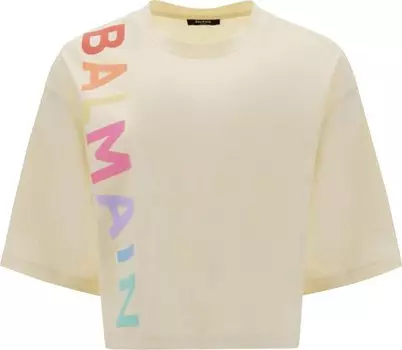 Футболка Balmain Short-Sleeve Pop Cropped T-Shirt 'multicolor', разноцветный